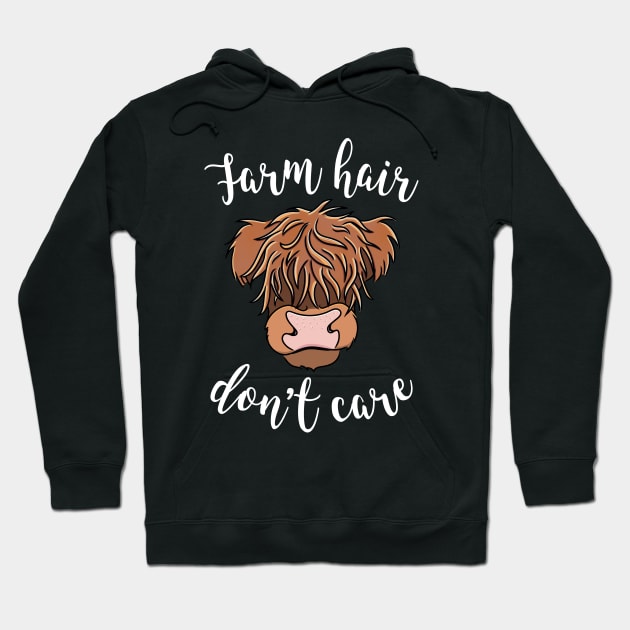 Farm Hair Don't Care, Highland Cow Hoodie by cottoncanvas